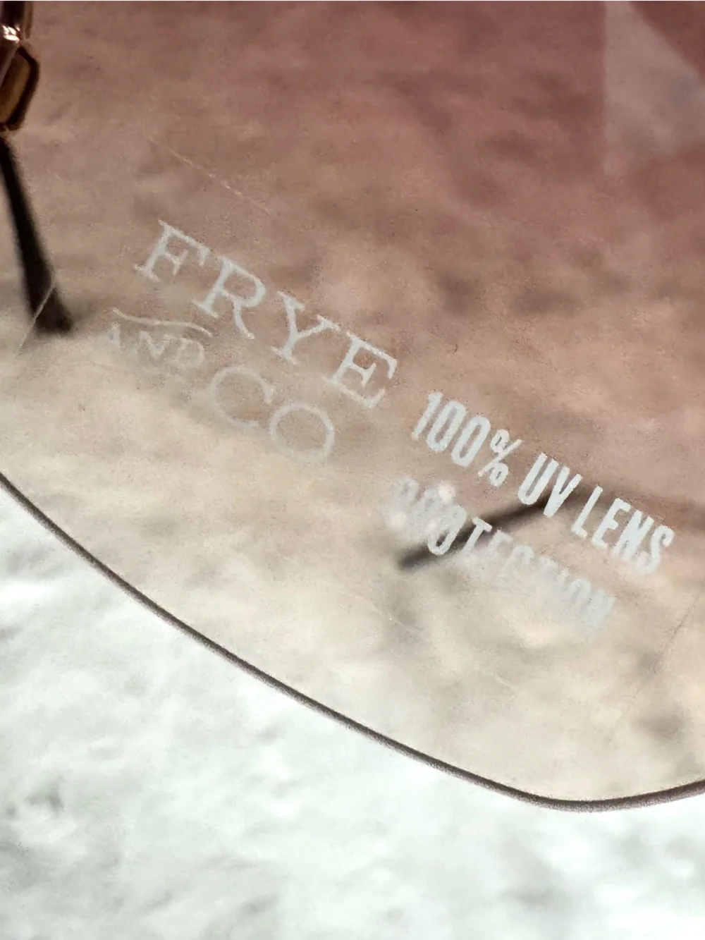 NWT- FRYE AND CO. Brown Lens Rimless Sunglasses with Gold Frames
